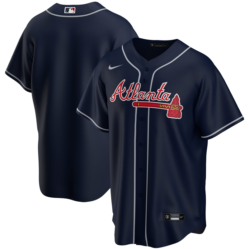 2020 MLB Men Atlanta Braves Nike Navy Alternate 2020 Replica Jersey 1